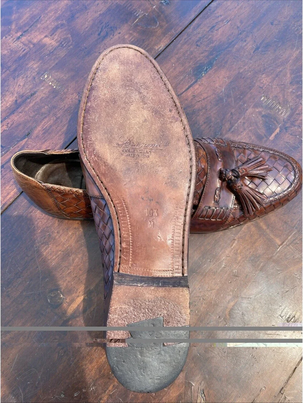 Bragano By Cole Haan Mens Loafers Size 10.5 Brown Woven Italian Leather Tassle
